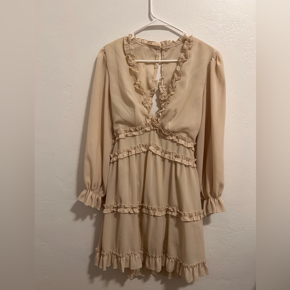 Elegant Cream Ruffle Dress